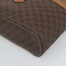 CELINE Macadam Vanity Cosmetic Pouch PVC Leather Brown Gold Tone Auth ep15416-10