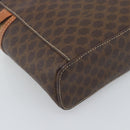 CELINE Macadam Vanity Cosmetic Pouch PVC Leather Brown Gold Tone Auth ep15416-13
