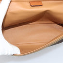 CELINE Macadam Vanity Cosmetic Pouch PVC Leather Brown Gold Tone Auth ep15416-16
