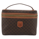 CELINE Macadam Vanity Cosmetic Pouch PVC Leather Brown Gold Tone Auth ep15416-2