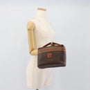 CELINE Macadam Vanity Cosmetic Pouch PVC Leather Brown Gold Tone Auth ep15416-20