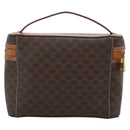 CELINE Macadam Vanity Cosmetic Pouch PVC Leather Brown Gold Tone Auth ep15416-3