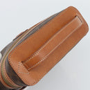 CELINE Macadam Vanity Cosmetic Pouch PVC Leather Brown Gold Tone Auth ep15416-6