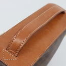 CELINE Macadam Vanity Cosmetic Pouch PVC Leather Brown Gold Tone Auth ep15416-7