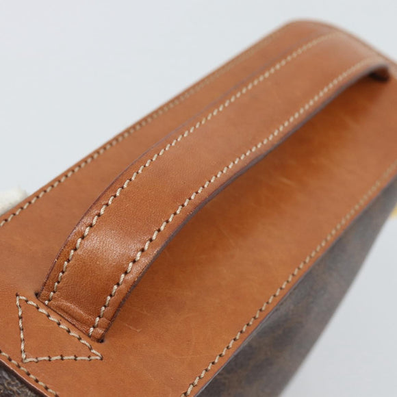 CELINE Macadam Vanity Cosmetic Pouch PVC Leather Brown Gold Tone Auth ep15416