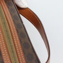 CELINE Macadam Vanity Cosmetic Pouch PVC Leather Brown Gold Tone Auth ep15416-8