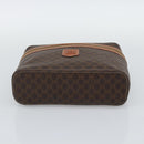 CELINE Macadam Vanity Cosmetic Pouch PVC Leather Brown Gold Tone Auth ep15416-9