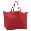 CELINE Horizontal Cabas Tote Bag Leather Red Gold Tone Auth ep15417-1