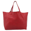 CELINE Horizontal Cabas Tote Bag Leather Red Gold Tone Auth ep15417-2