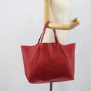 CELINE Horizontal Cabas Tote Bag Leather Red Gold Tone Auth ep15417-22