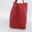 CELINE Horizontal Cabas Tote Bag Leather Red Gold Tone Auth ep15417-4