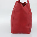 CELINE Horizontal Cabas Tote Bag Leather Red Gold Tone Auth ep15417-5