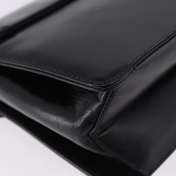 Christian Dior Shoulder Bag Leather Black Gold Tone Auth ep15419