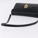 Christian Dior Shoulder Bag Leather Black Gold Tone Auth ep15419-7