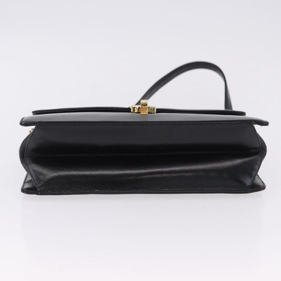 Christian Dior Shoulder Bag Leather Black Gold Tone Auth ep15419