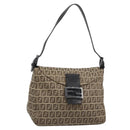 FENDI Zucchino Canvas Mamma Baguette Bag Beige Silver 8BR004 Auth ep15424V-1