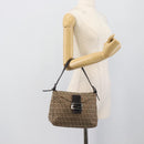 FENDI Zucchino Canvas Mamma Baguette Bag Beige Silver 8BR004 Auth ep15424V-22