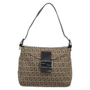 FENDI Zucchino Canvas Mamma Baguette Bag Beige Silver 8BR004 Auth ep15424V-13