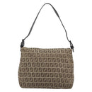 FENDI Zucchino Canvas Mamma Baguette Bag Beige Silver 8BR004 Auth ep15424V-2