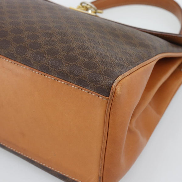 CELINE Macadam Hand Bag PVC Leather Brown Gold Tone Auth ep15431