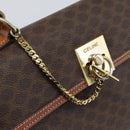 CELINE Macadam Hand Bag PVC Leather Brown Gold Tone Auth ep15431-17