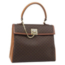 CELINE Macadam Hand Bag PVC Leather Brown Gold Tone Auth ep15431-1