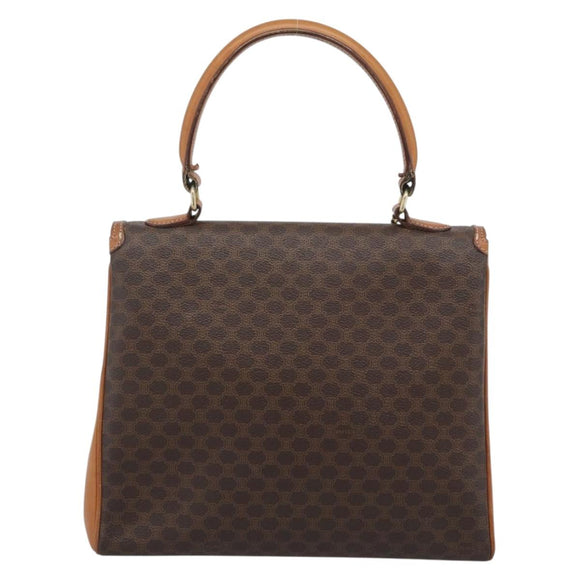 CELINE Macadam Hand Bag PVC Leather Brown Gold Tone Auth ep15431