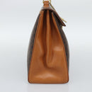 CELINE Macadam Hand Bag PVC Leather Brown Gold Tone Auth ep15431-3