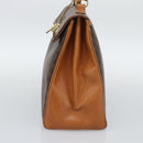 CELINE Macadam Hand Bag PVC Leather Brown Gold Tone Auth ep15431-4