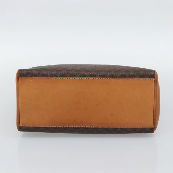 CELINE Macadam Hand Bag PVC Leather Brown Gold Tone Auth ep15431