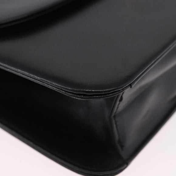 Christian Dior Chain Shoulder Bag Leather Black Gold Tone Auth ep15433