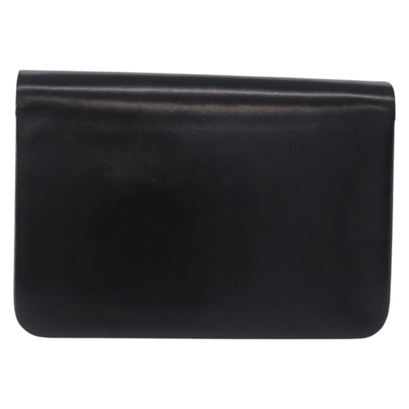 Christian Dior Chain Shoulder Bag Leather Black Gold Tone Auth ep15433