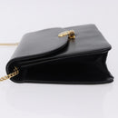 Christian Dior Chain Shoulder Bag Leather Black Gold Tone Auth ep15433-5