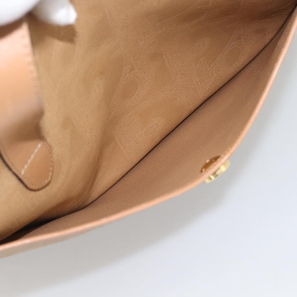 Christian Dior Trotter Tote Bag PVC Leather Beige Gold Tone Auth ep15436