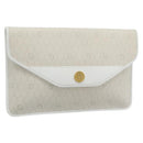 Christian Dior Trotter Clutch Bag PVC Leather White Gold Tone Auth ep15439-1