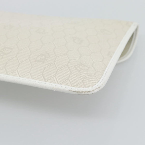 Christian Dior Trotter Clutch Bag PVC Leather White Gold Tone Auth ep15439
