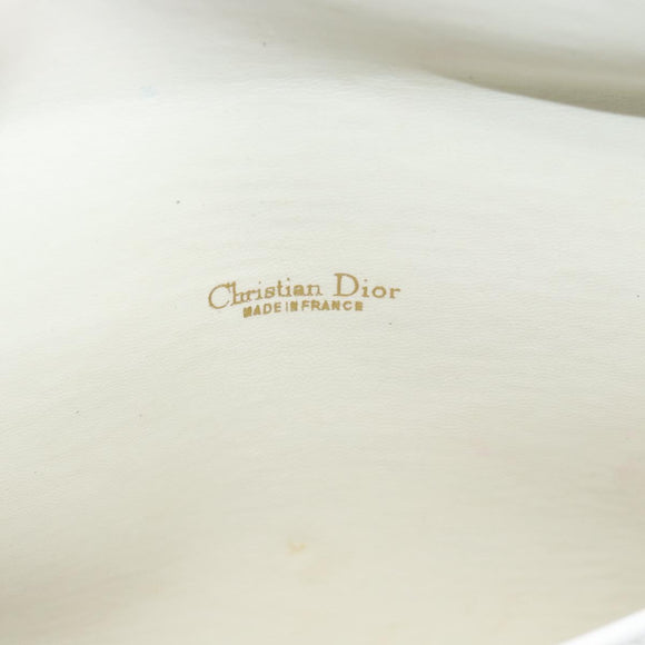 Christian Dior Trotter Clutch Bag PVC Leather White Gold Tone Auth ep15439