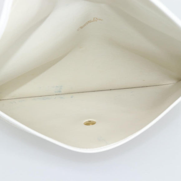 Christian Dior Trotter Clutch Bag PVC Leather White Gold Tone Auth ep15439