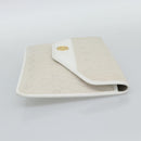 Christian Dior Trotter Clutch Bag PVC Leather White Gold Tone Auth ep15439-4