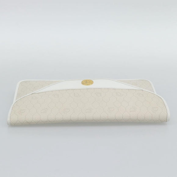 Christian Dior Trotter Clutch Bag PVC Leather White Gold Tone Auth ep15439