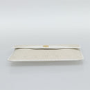Christian Dior Trotter Clutch Bag PVC Leather White Gold Tone Auth ep15439-6