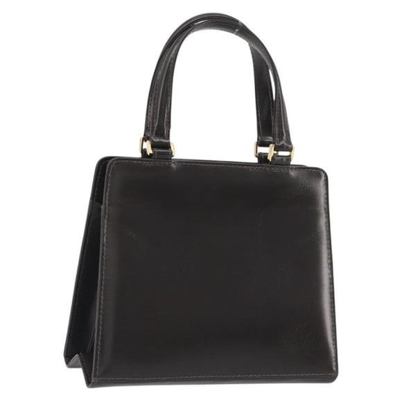 FENDI Hand Bag Leather Brown Gold Tone Auth ep15441A