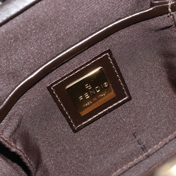 FENDI Hand Bag Leather Brown Gold Tone Auth ep15441A