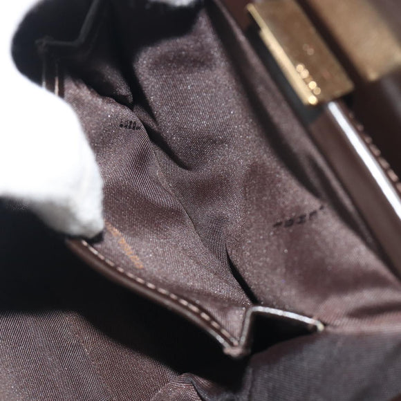 FENDI Hand Bag Leather Brown Gold Tone Auth ep15441A