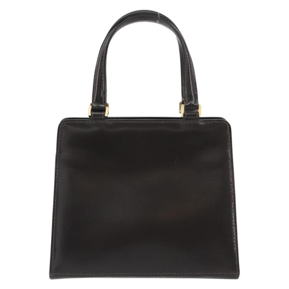 FENDI Hand Bag Leather Brown Gold Tone Auth ep15441A
