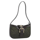 BURBERRY Hand Bag Nylon Khaki Gold Tone Auth ep15442-1