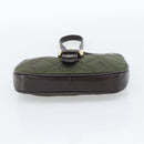 BURBERRY Hand Bag Nylon Khaki Gold Tone Auth ep15442-5