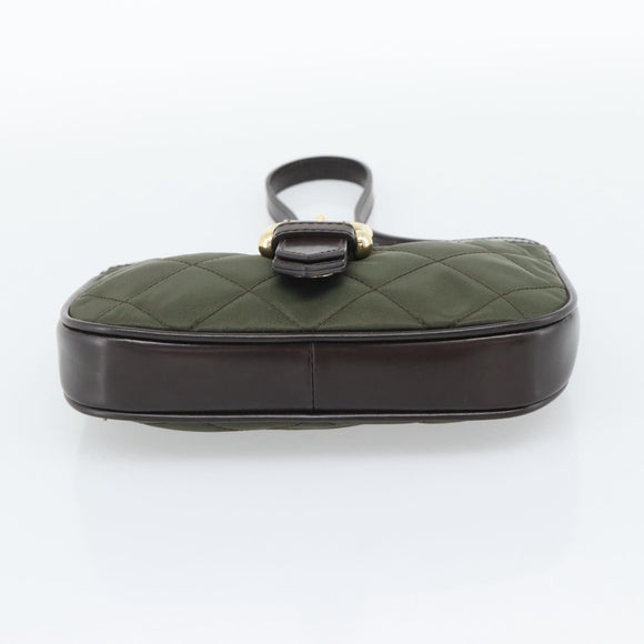 BURBERRY Hand Bag Nylon Khaki Gold Tone Auth ep15442