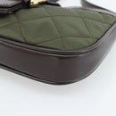 BURBERRY Hand Bag Nylon Khaki Gold Tone Auth ep15442-14