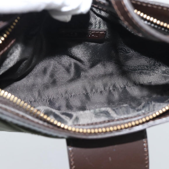 BURBERRY Hand Bag Nylon Khaki Gold Tone Auth ep15442